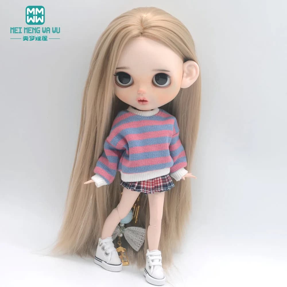 Vêtements pour poupée, ensemble pull trois pièces à la mode, adapté aux accessoires de poupée Blyth 