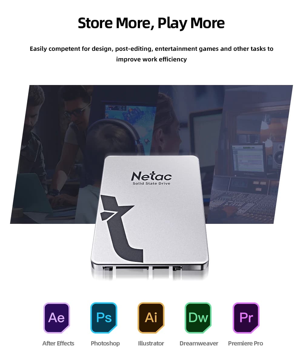 Netac SSD 1 to 2 to SATA 2.5 disque dur SSD 128 go 256 go 512 go SSD Dirve disque SSD pour ordinateu
