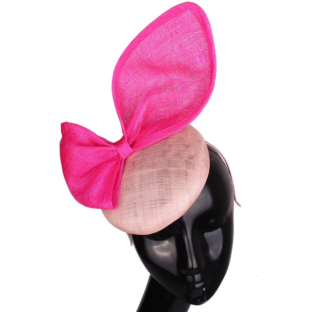 Sinamay Birde Gatineau Inery Cap, 4 couches de lin, nœud de mariage, chapeau Fascinator avec bandeau
