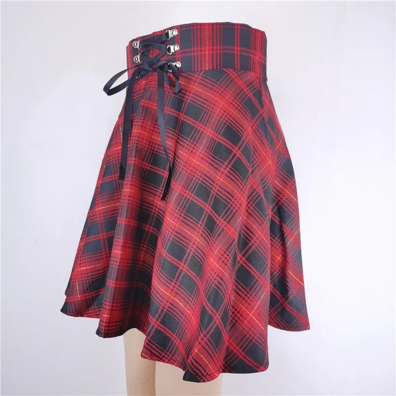 Jupe gothique noire pour femme, style japonais, hipster noir, bulle JK, lacets, fermeture éclair au 