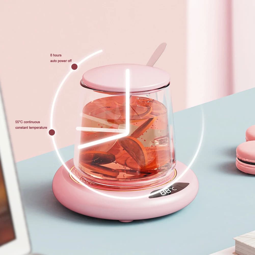 Chauffe-tasse thermostatique USB, tasse à café, sous-verre chauffant, 3 réglages de température, pla