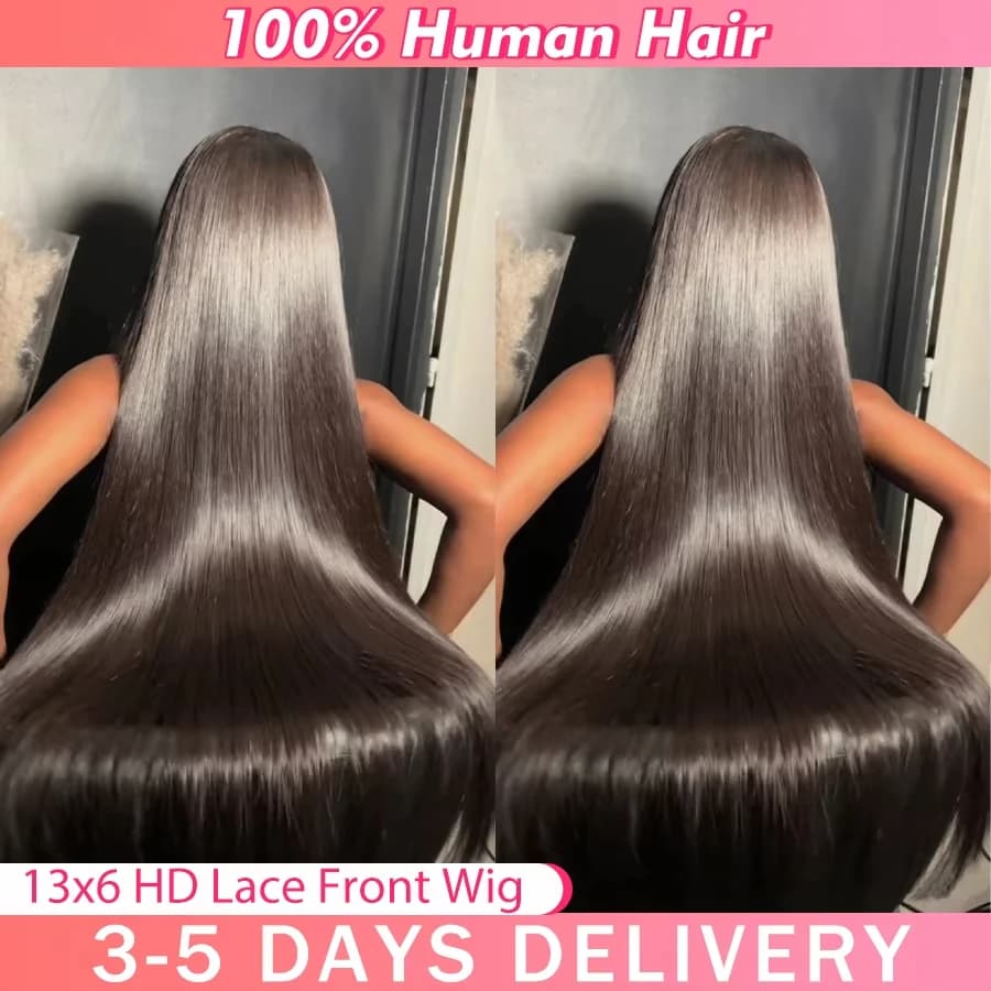 30 pouces 200 densité droite perruques de cheveux humains 13x6 Hd dentelle frontale perruque 360 den
