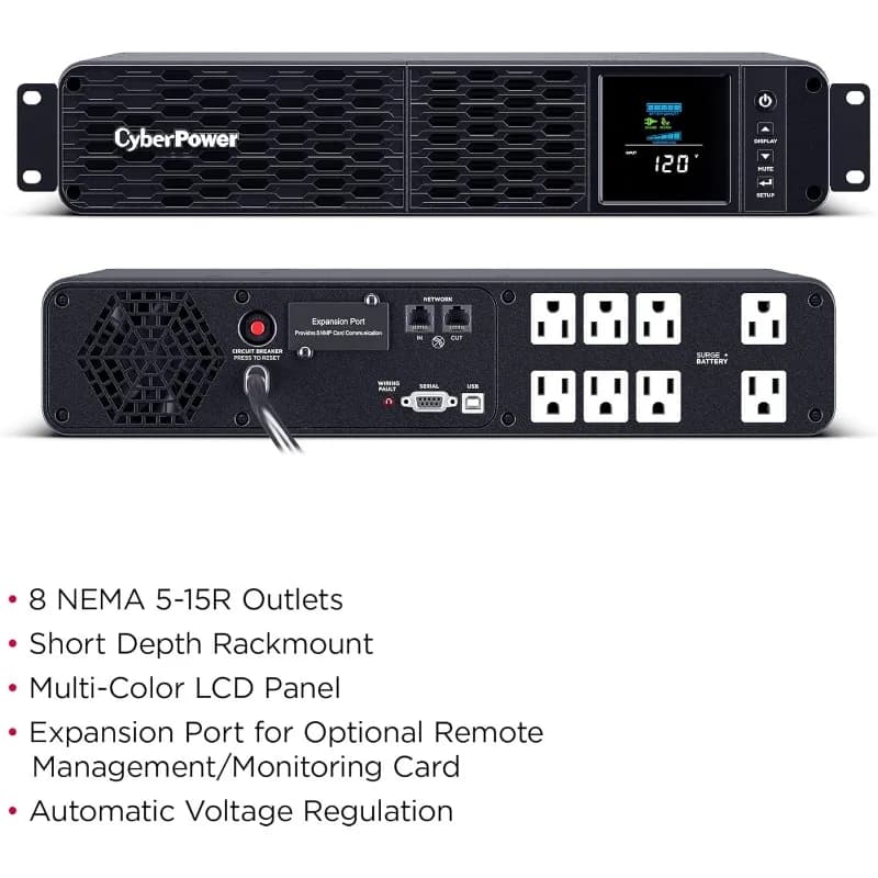 CPbloody-Système UPS Sinewave PFCRM2U PDavid, VA/1000W, 8 Prises, AVR, Profondeur Courte 2U Rack16:U