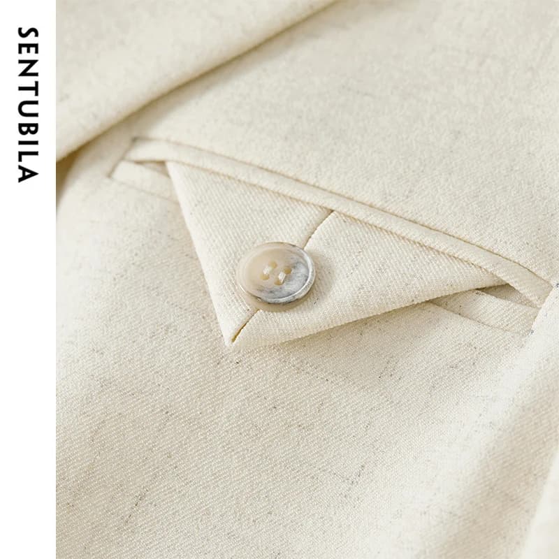 SENTUBILA femmes jupe costumes lin mélange épaulettes simple bouton Blazer solide élégant Mini jupes