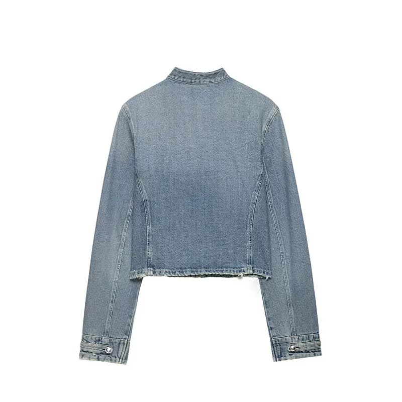 Veste en jean décontractée pour femme NLZGMSJ, collection Printemps 2026, à manches longues, col mon