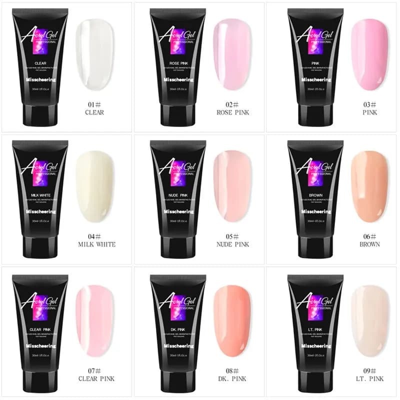 Gel d'extension d'ongles en Poly acrylique, 30ml, UV LED, Extension rapide du modèle en cristal, col