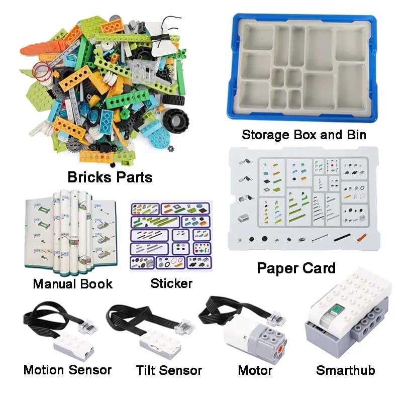 Nouvel ensemble de construction robotique MOC avec pièces techniques et batterie Wedo, blocs de cons