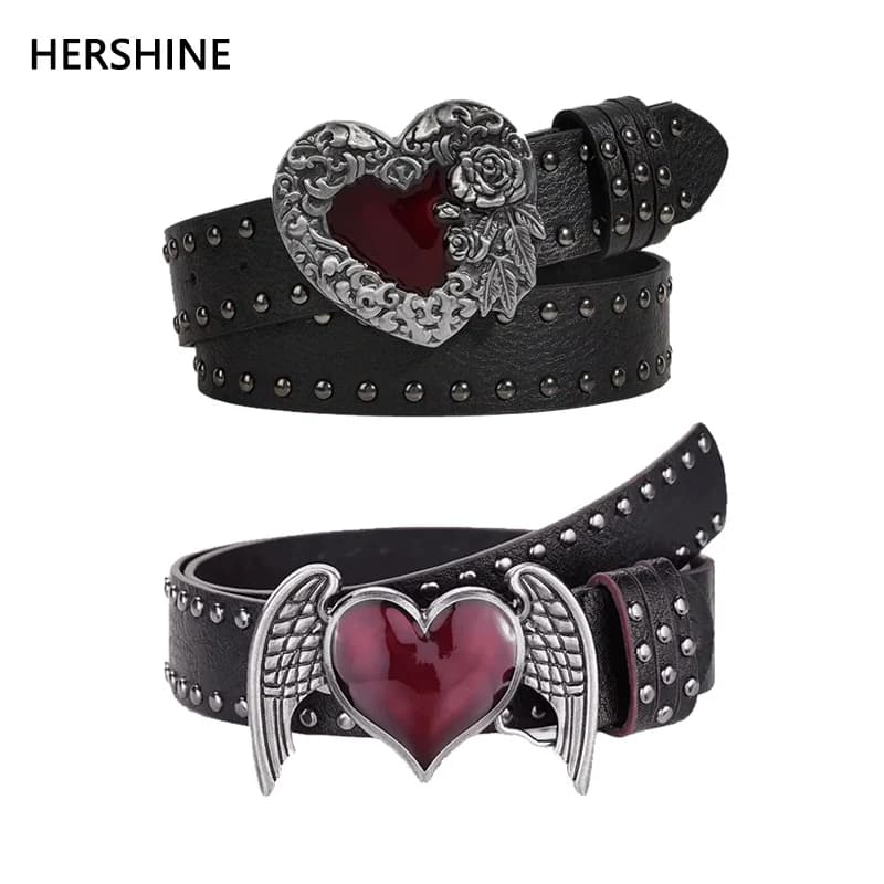 Ceinture en cuir en forme de cœur, gouttelette d'huile essentielle de Rose, décoration de rivets, st