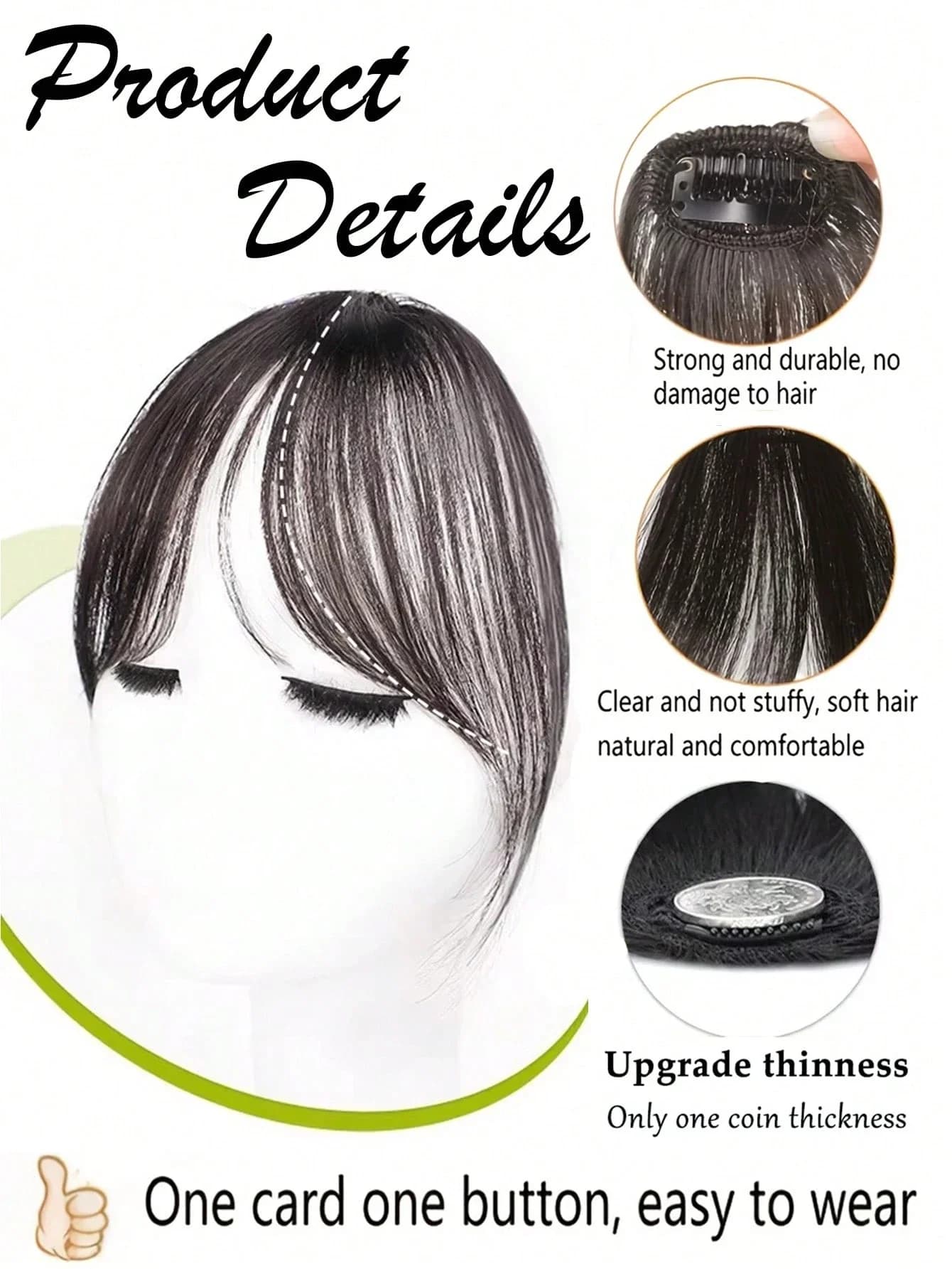 Synthèse perruque partie centrale frange Extensions de cheveux pince devant naturel sans couture fra