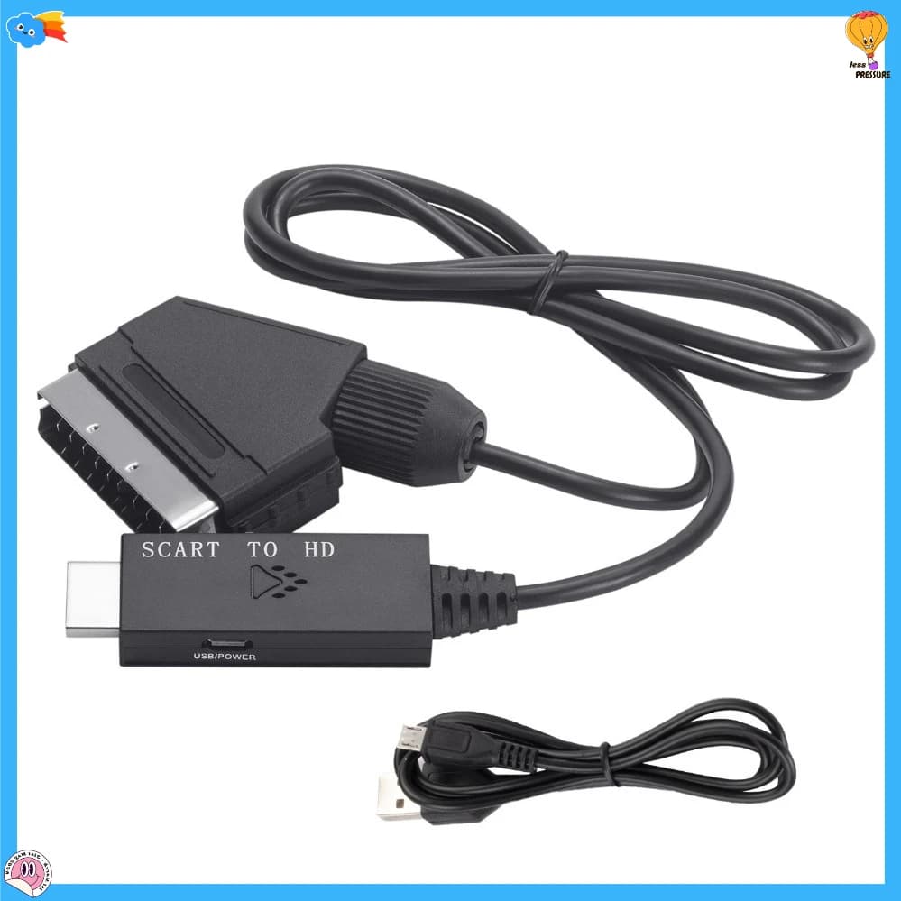 Adaptateur Scart vers HDMI convertisseur Scart HDMI 1080P avec câble d'entrée Scart Port de sortie H