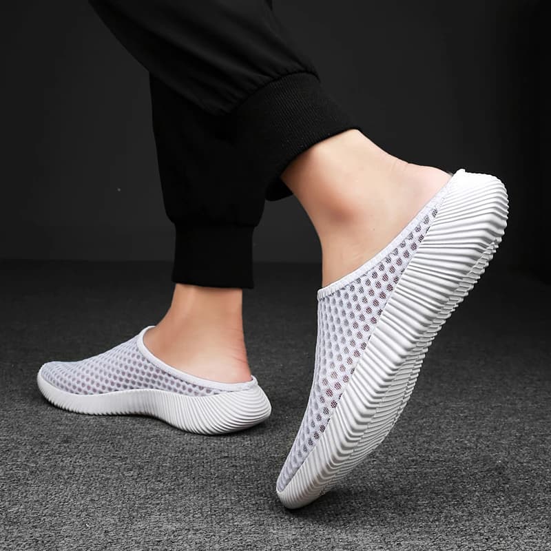 Chaussures d'été pour femmes, demi-pantoufles, chaussures en maille unisexes pour femmes, mode intér