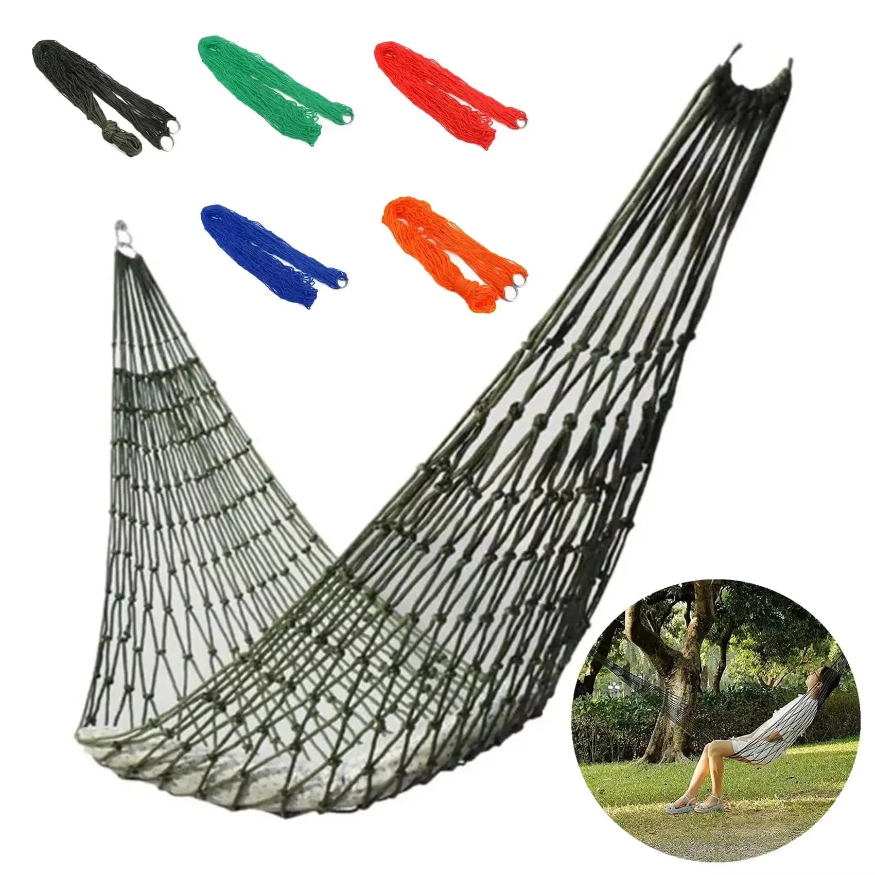Hamac multifonctionnel en nylon, ULen maille, pour dormir à l'extérieur, camping, parfait pour la re
