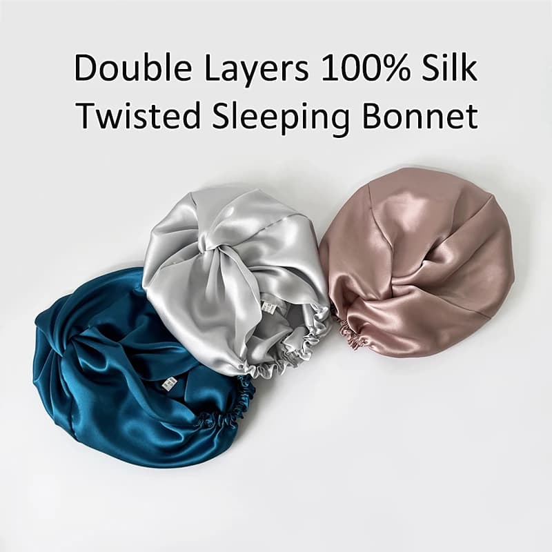 Bonnet de couchage inja torsadé à double couche pour femme, turban naturel avec ruban élastique, env