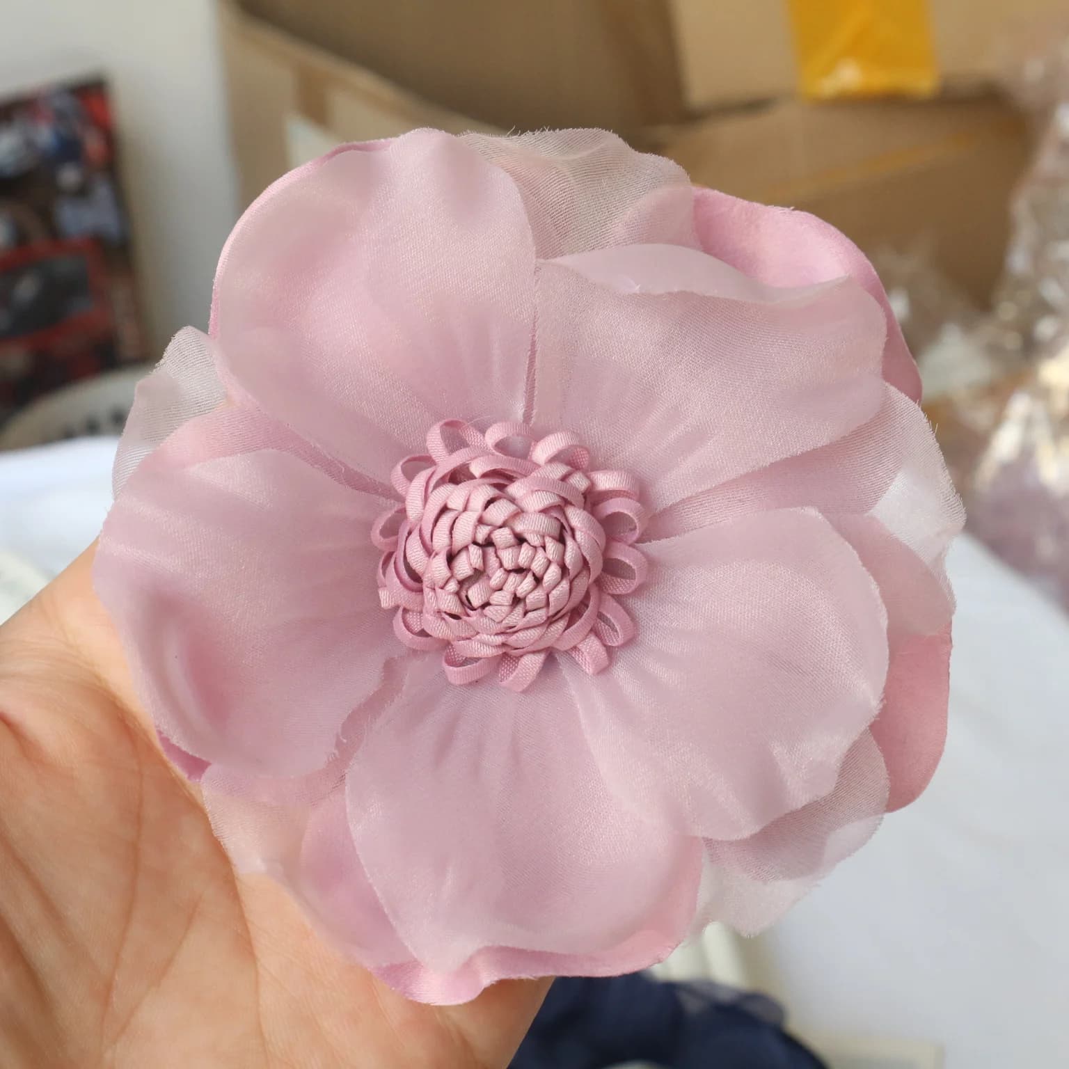 Grand tissu en mousseline de soie fait à la main, fleur artificielle pour robe de mariée, vêtements,