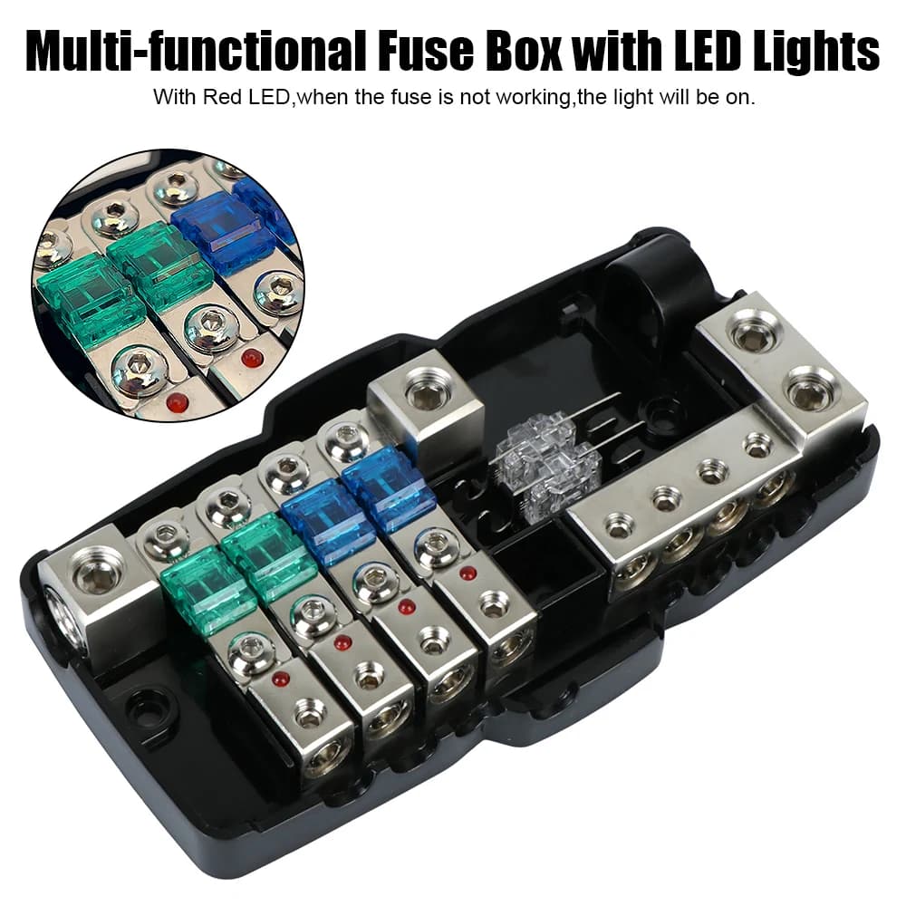 Boîte à lames de fusibles 24V 12V 30A 60A, bloc de séparation, Distribution DC, indicateur LED, acce