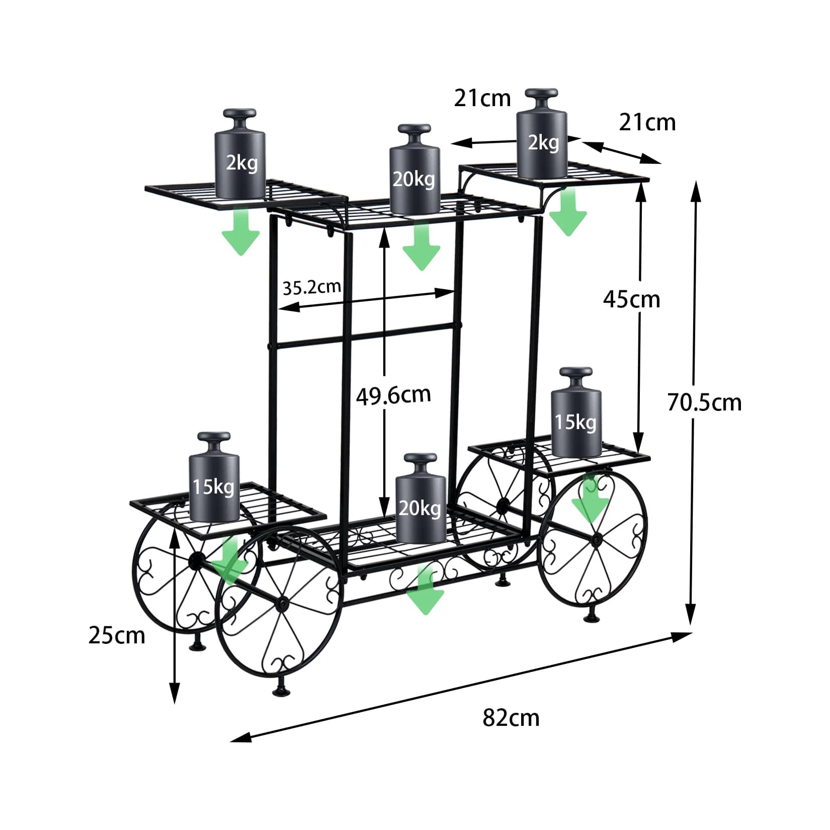 Grand chariot de jardin en métal, support pour plantes, présentoir de fleurs de Style parisien, pour