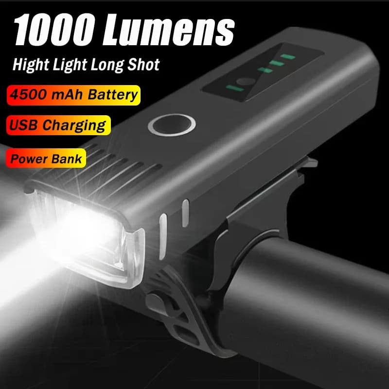 1000LM vélo avant lumière lumineuse vélo lampe de poche LED lanterne de vélo USB Rechargeable vtt vé