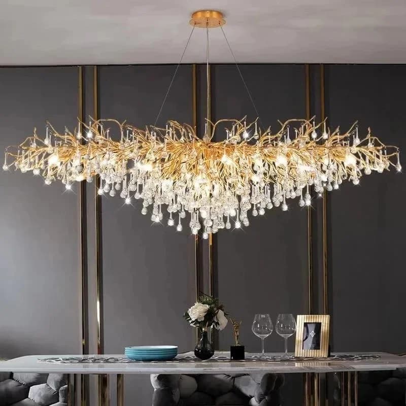 Lustres en cristal de luxe nordique royal, or, chrome, goutte d'eau, suspension, salon, hôtel, hall,