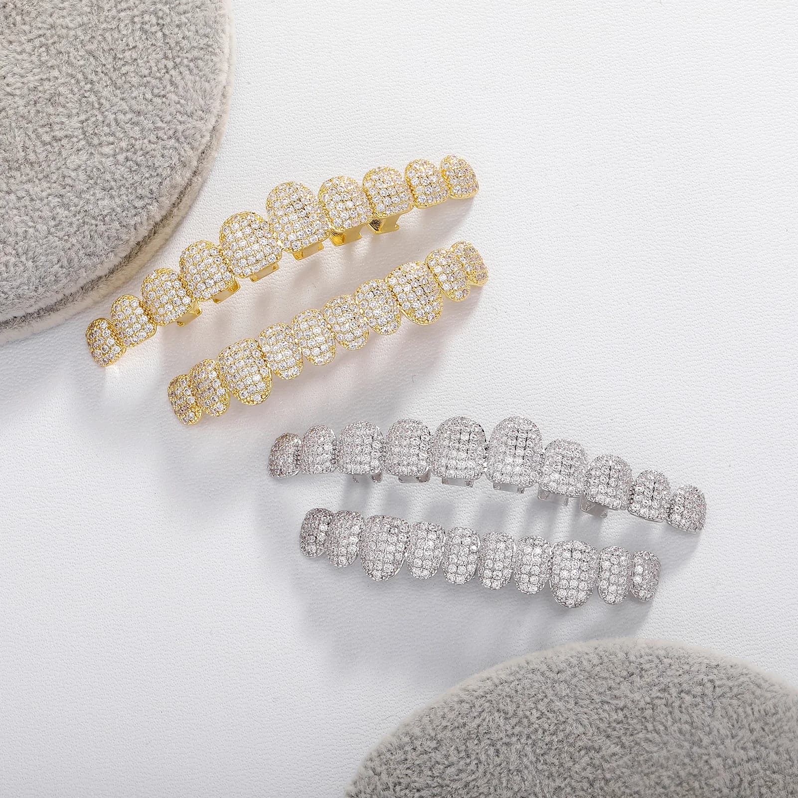 TOPGRILLZ glacé 10 haut et 10 bas 5A CZ pierres dents Grillz Punk rappeur 14K plaqué or Zircon bouch