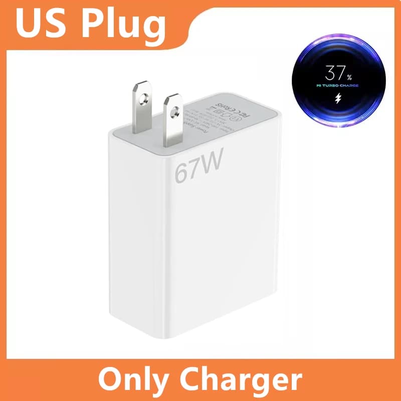 Chargeur ultra rapide Snap67 W, prise US, Xiaomi 10T, 11, 12 Lite, 13T, Redmi Note 10, 11T, 12T, 13 