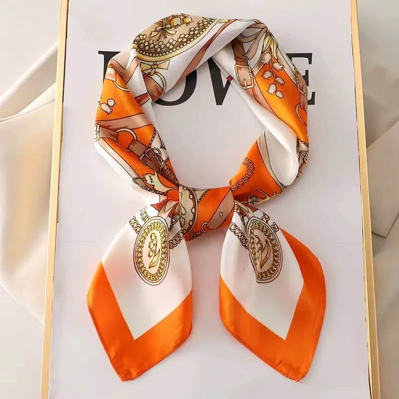 1 pièces 70cm chaîne romaine foulard en soie pour les femmes simulé soie géométrique ronde mode poly