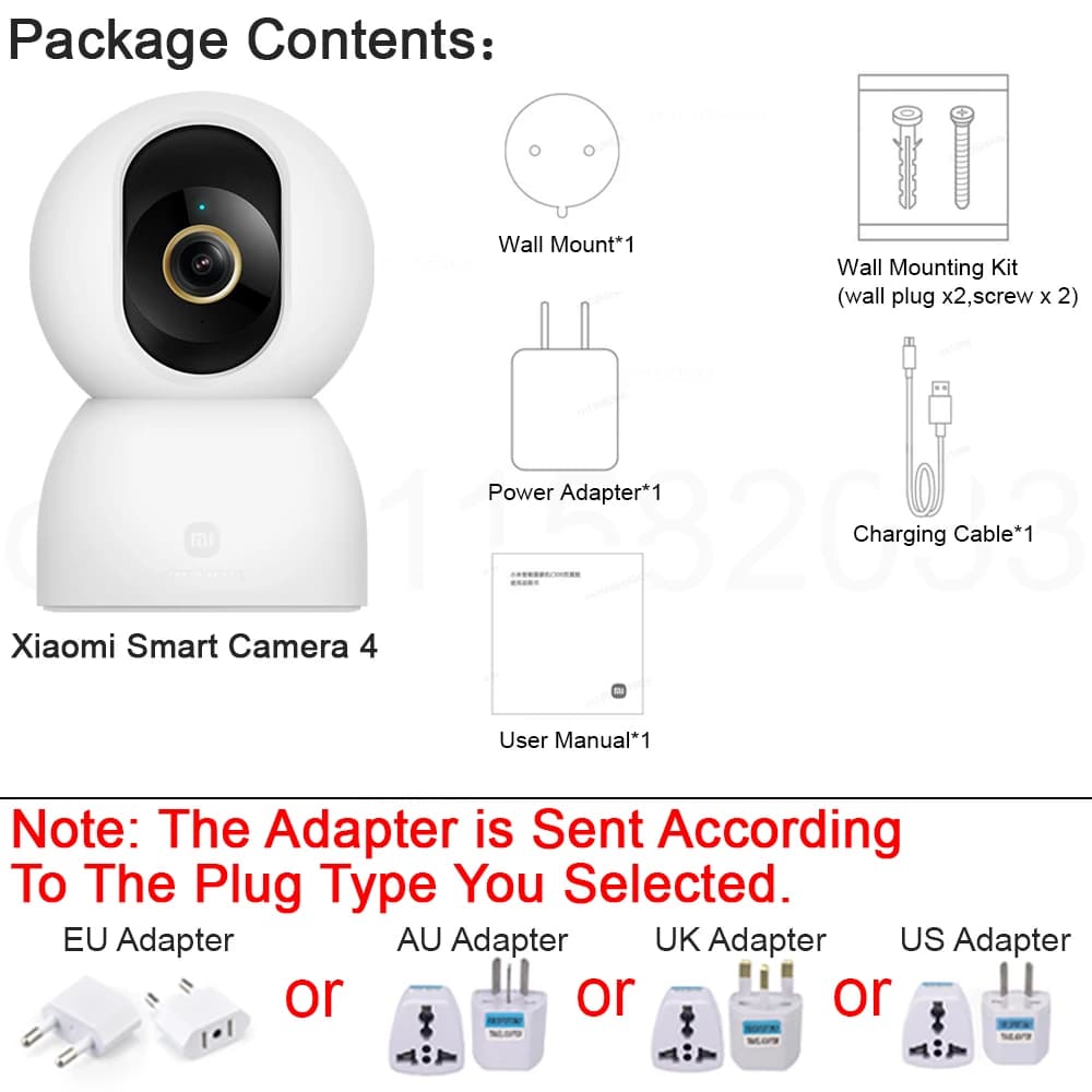 XIAOMI caméra intelligente 4, Wi-Fi double bande 6,8MP 4K HDR suivi AI, Vision nocturne, Audio bidir
