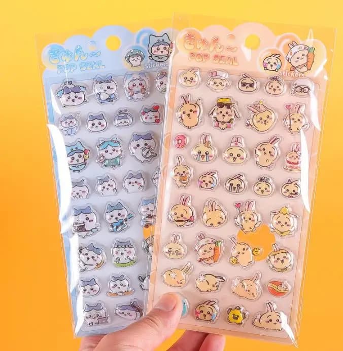 4/20 Autocollants Kawaii de dessins animés mignons, en relief 3D et à bulles, pour la décoration de 