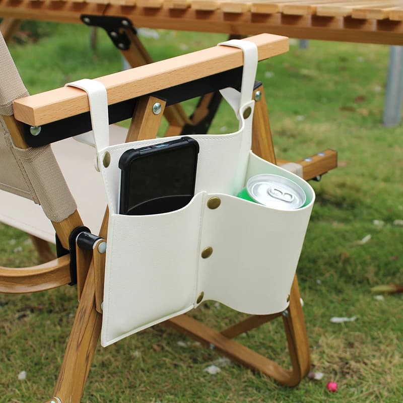 Poche pour chaise de camping, pochette pour chaise de plage avec 2 poches en cuir, sac latéral pour 