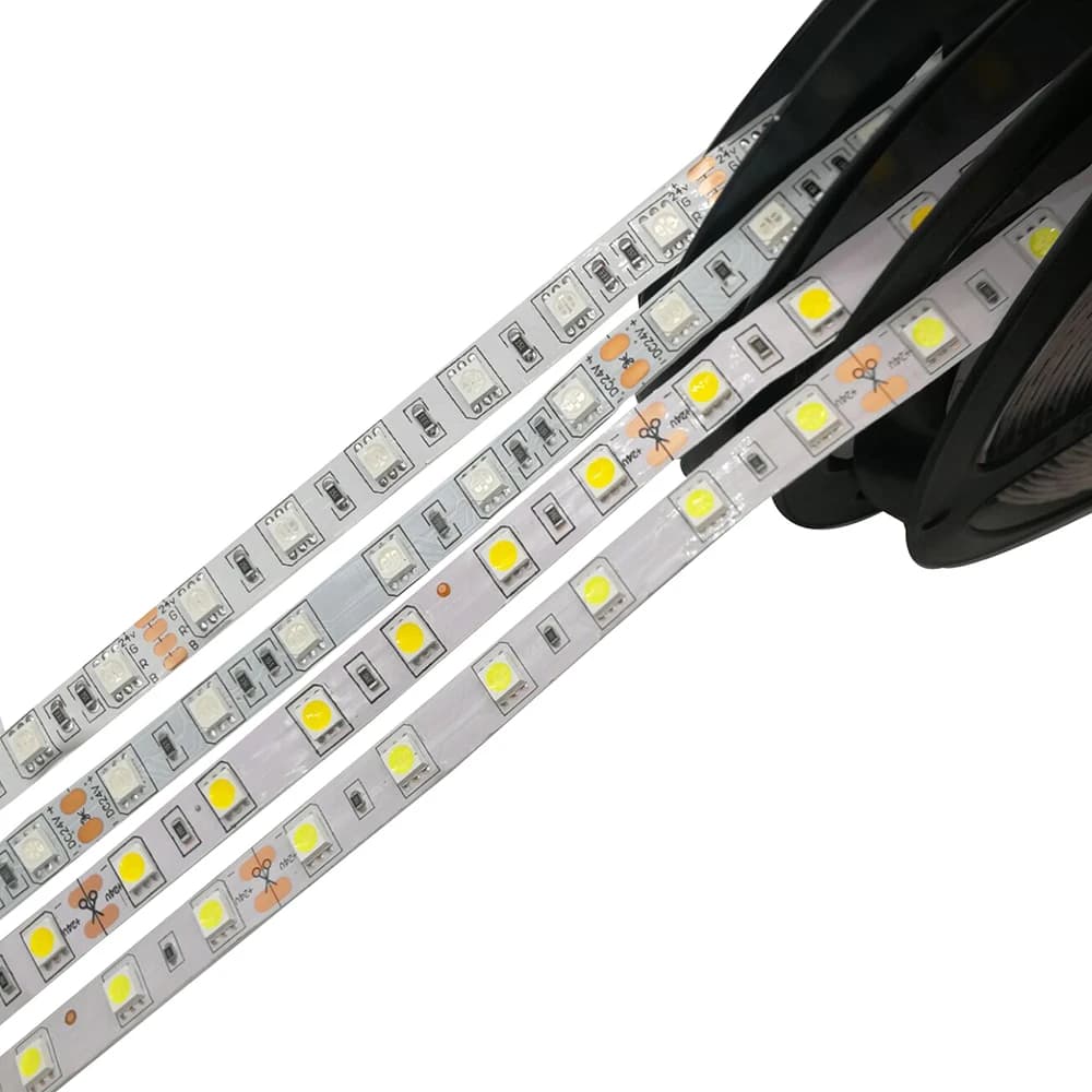 Bande LED SMD 5050, 5m, 12V, 24V, 60 diodes/m, éclairage de décoration Flexible, IP20 IP65, étanche,