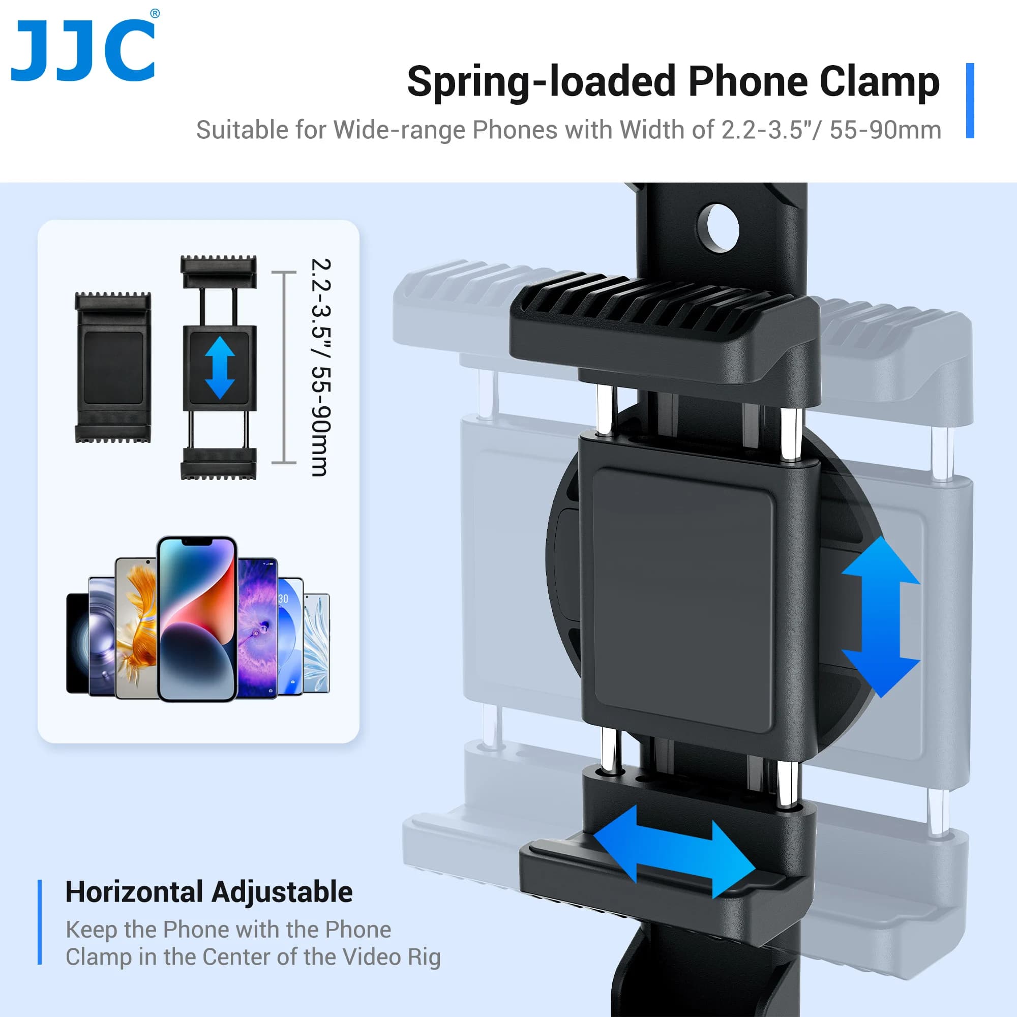 JJC – Kit de plate-forme vidéo universelle pour Smartphone, avec télécommande, poignée, Cage de Film