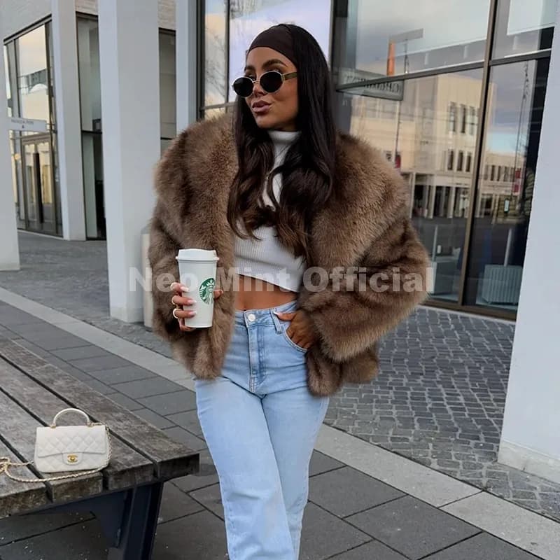 Neo Mint 2025 hiver exclusif rayé fausse fourrure veste femmes pardessus marque blogueur mode moelle