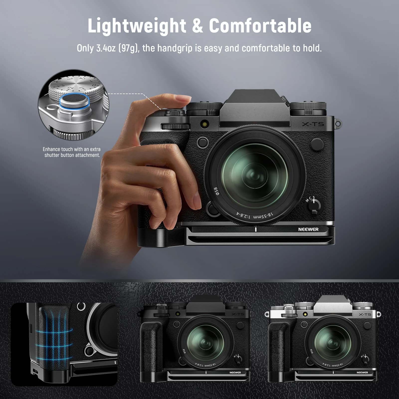 NEEpacks X-T5 L Forme Grip pour FUJIFILM X-T5 Caméra Arca Plaque Avec Côté Grip Vidéo Trépied Plaque