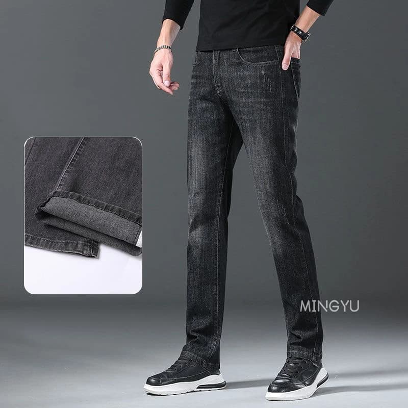 Jean en coton de haute qualité pour hommes, style rétro gris, coupe slim, extensible, streetwear, im