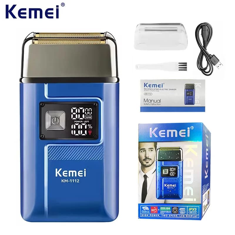 Kemei KM-1112 USB charge IPX5 rasoir étanche 2 in1 hommes Rechargeable électrique barbe rasoir flott
