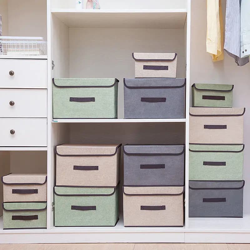 Boîte de rangement en tissu non tissé gris, fournitures pour la maison, vêtements, sous-vêtements, c