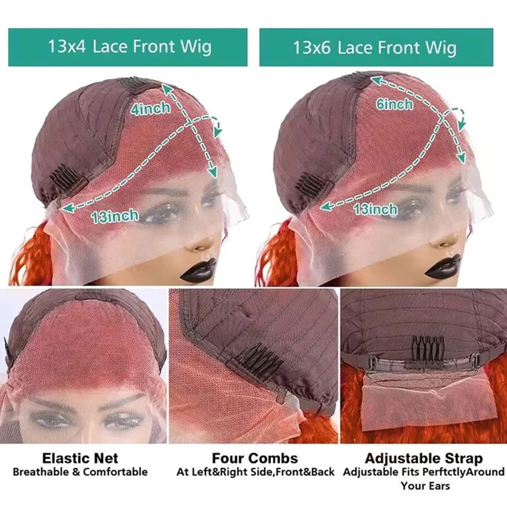 VideoOrange-Perruque Lace Front Wig Body Wave Naturelle, Cheveux Humains, 13x6, 200% de Densité, Pre