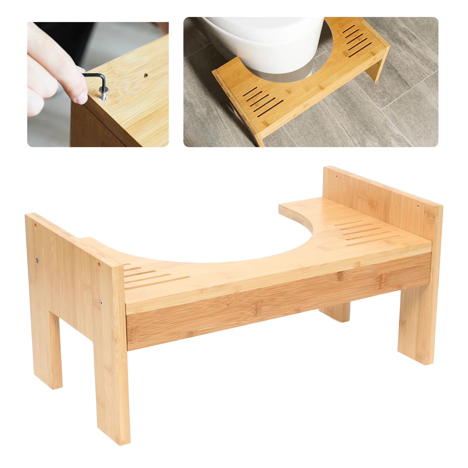 Tabouret de toilette en bambou, tabouret de merde, banc de Squat Portable, tabouret de pot pour adul