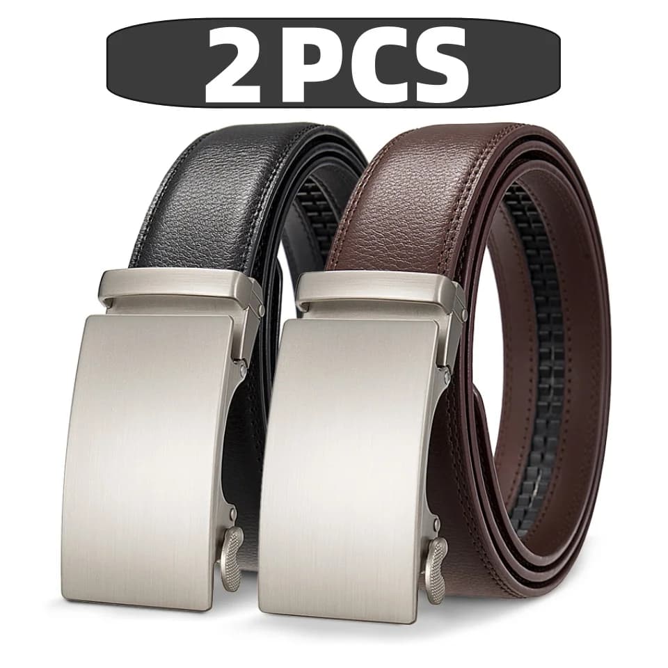 Ceinture décontractée en cuir véritable de haute qualité pour hommes, ceintures à boucle automatique