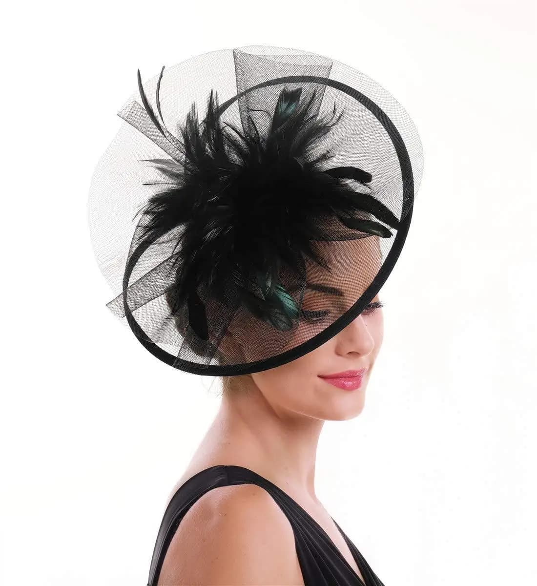 Chapeau Fascinateur Plume pour Femme, Haut en Maille, Fleur, ixCocktail, Mariage, Église, Tri Derby,
