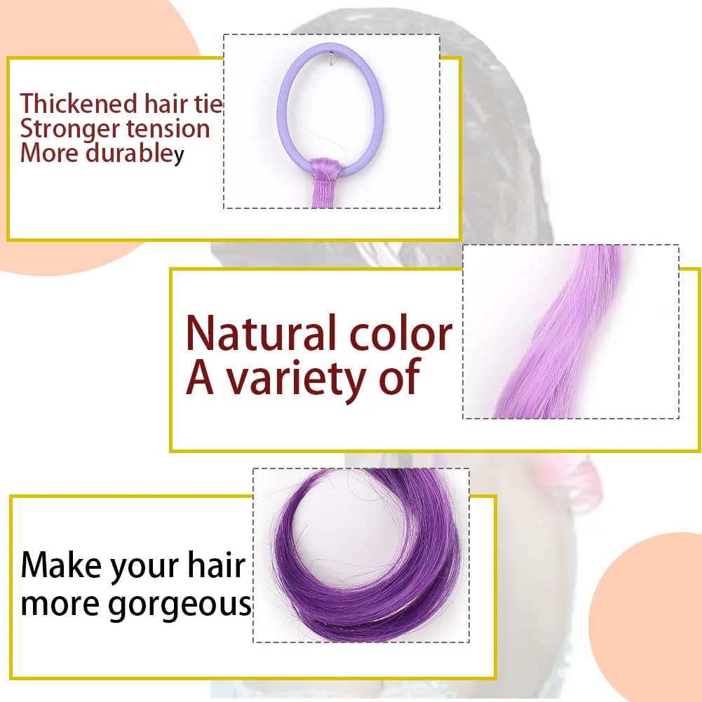 Extensions de cheveux synthétiques colorés pour enfants, extensions de queue de cheval bouclées, lég