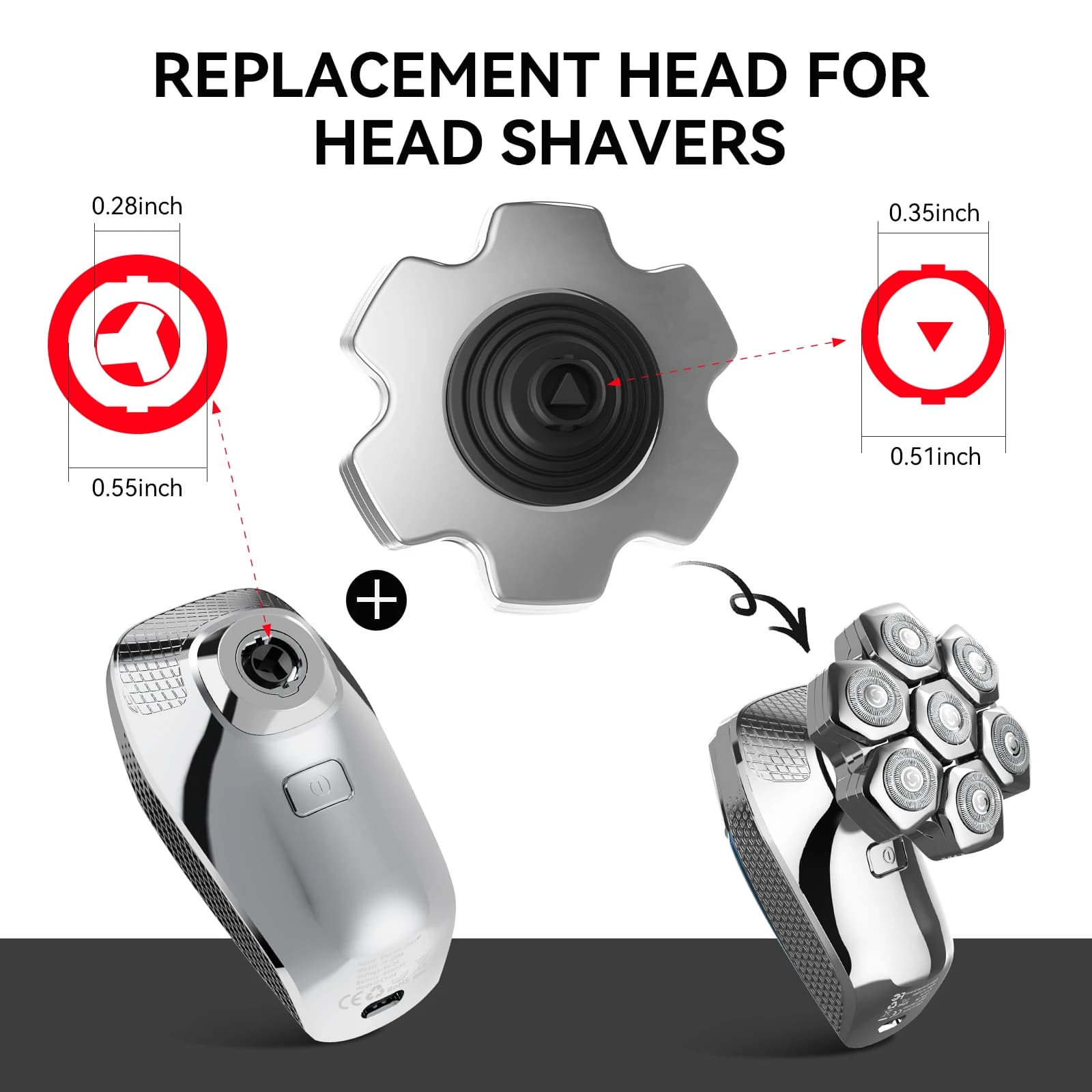 Kensen Tête de rasoir de rechange pour rasoir S18 5 en 1, tête magnétique flottante lavable 7D, tond