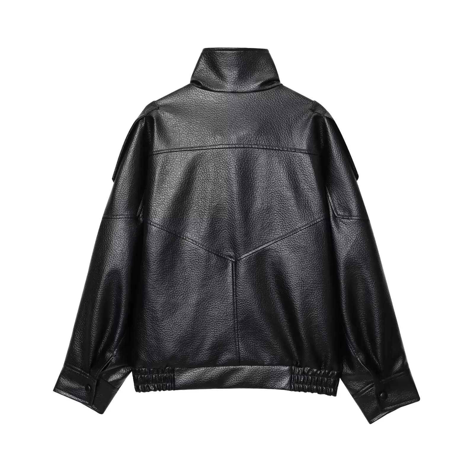 TFMLN – vestes Chic en Faux cuir noir pour femme, manteaux surdimensionnés élastiques à manches long