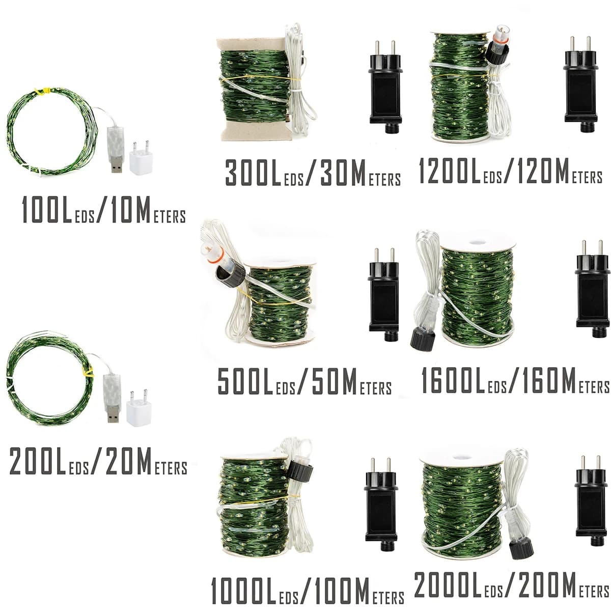 Guirlande lumineuse LED avec câble vert, imperméable, pour fête d'anniversaire, Halloween, décoratio