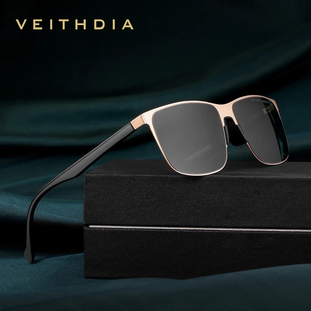 Lunettes de soleil vintage de marque VEITHDIA pour hommes et femmes, en acier inoxydable, verres en 