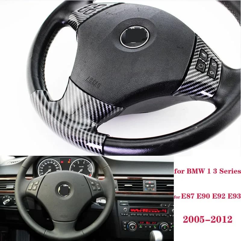 Autocollant de décoration de panneau de volant de voiture en fibre de carbone pour BMW Série 1 3 E87