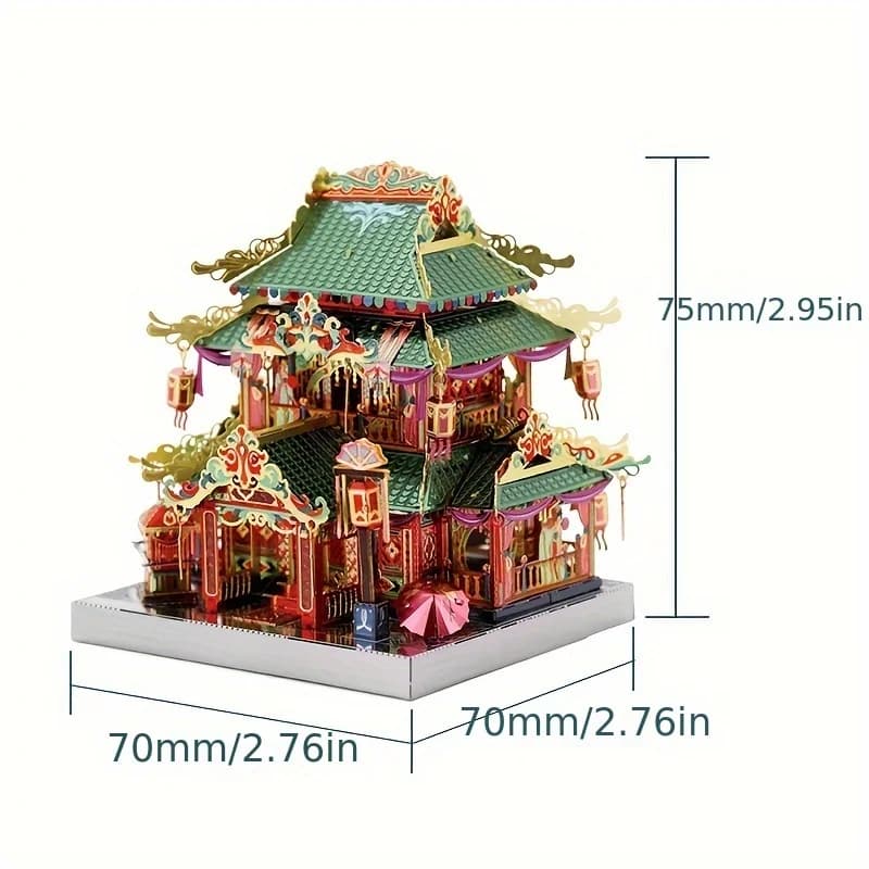 Puzzle 3D stéréoscopique en métal MU Ancient Street Architecture, jouet de puzzle DIY, décoration de