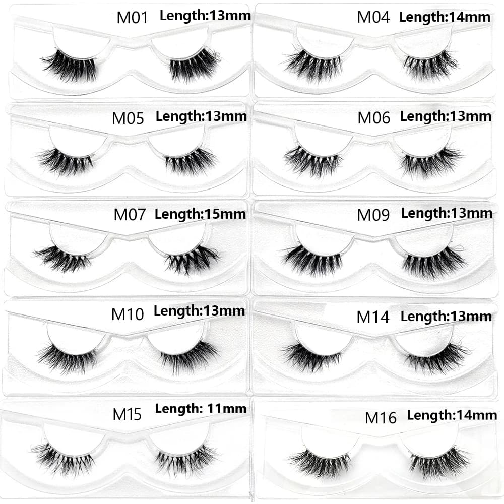 Articles en vrac 10/30/60/100 paires demi-cils de vison naturel longs moelleux vaporeux demi-cils Ex