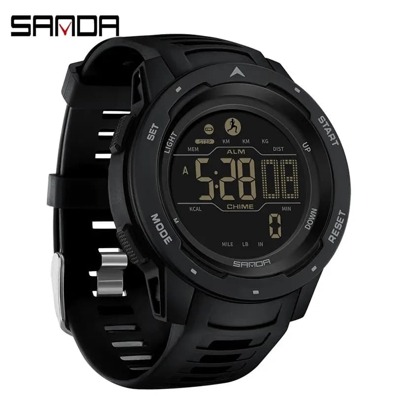 SANDA marque hommes montres sport podomètre Calories 50 M LED étanche montre numérique montre-bracel