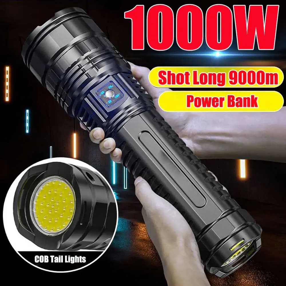 Lampes de poche tactiques Led les plus puissantes, 10000lm, 800W, batterie intégrée de 15000mah, lam