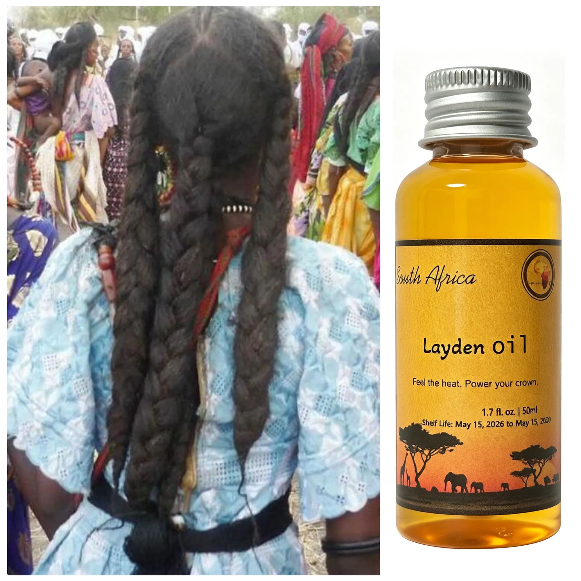 Huile traditionnelle africaine faite à la main pour le cuir chevelu et les racines des cheveux, Layd